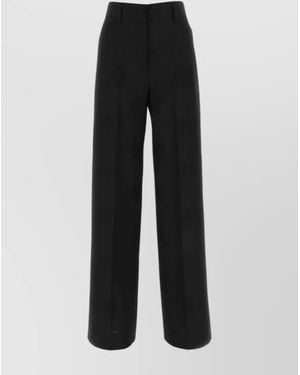 Burberry Wool Blend Wide-Leg Trousers - Black
