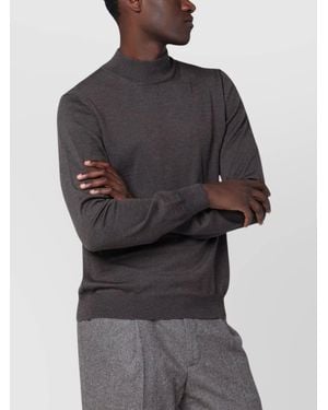 Tagliatore Wool Turtleneck Sweater High Collar - Gray