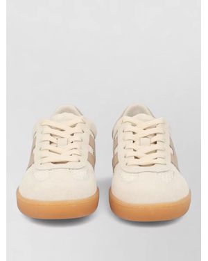 Hogan Low Trainers Perforated Upper Rubber Sole Suede - Natural