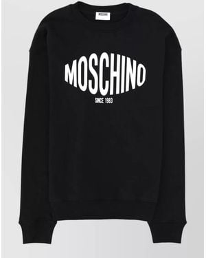 Moschino Logo Crew Neck Sweatshirt Ribbed Trim - Black