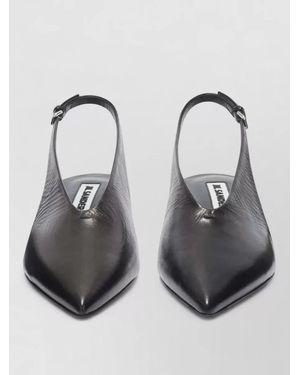 Jil Sander Pointed Toe Kitten Heel Slingback Pumps - Gray