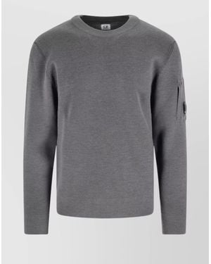 C.P. Company Long Sleeve Crewneck Arm Pocket - Gray