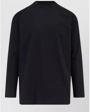 Y-3 Cotton Long-Sleeve Logo-Print T-Shirt - Blue