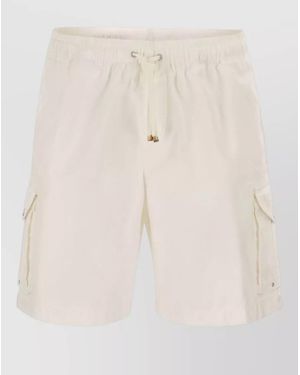 Brunello Cucinelli Cotton Shorts Elastic Waistband Multiple Pockets - Natural