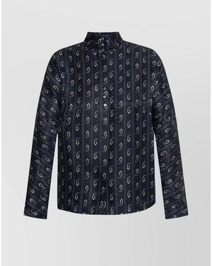 Tory Burch Relaxed Fit Paisley Print High Neck Jumper - Blue