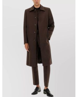 MM6 by Maison Martin Margiela Long Sleeve Coat With Notched Lapels And Pockets - Brown