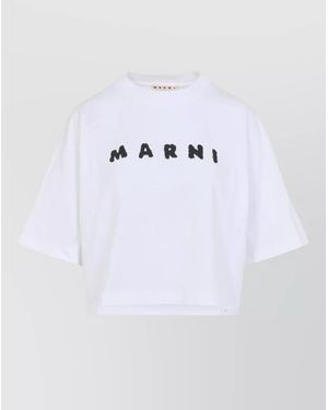 Marni Oversized Cotton Logo-Print T-Shirt - White