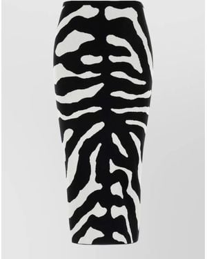 Moschino Viscose Blend Zebra Pattern Skirt - Black