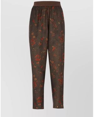 Uma Wang Floral Pattern Elastic Waist Pants - Brown