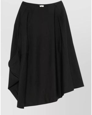 Comme des Garçons Wool Asymmetric Draped Midi Skirt - Black