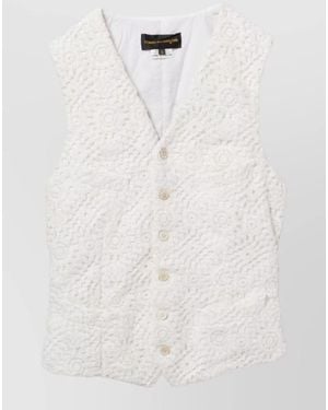Comme des Garçons Textured Sleeveless Jacket Silk Nylon Blend - White