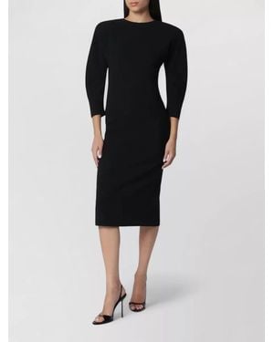 ANDAMANE Slim Fit Midi Dress Round Neckline - Black