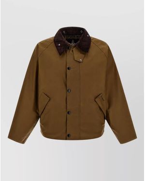 Barbour Waxed Cotton Single Breasted Coat - Brown