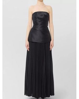 Solace London Claudette Strapless Twill Chiffon Maxi Dress - Black