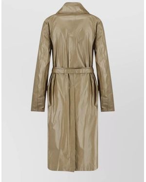Lemaire Long Coat Belted Waist Button High Collar - Natural