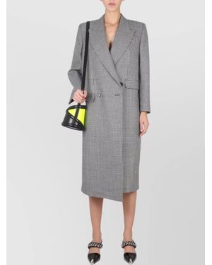 McQueen Tailored Houndstooth Double-Breasted Coat - Gray