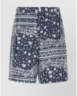 Fendi Floral Print Silk Bermuda Shorts - Blue