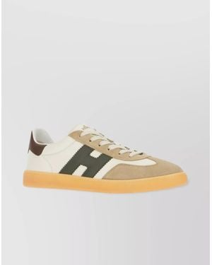 Hogan Low-Top Leather Sneakers Contrast Sole - Metallic
