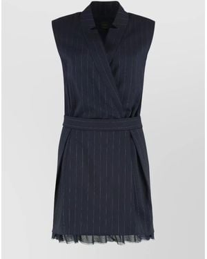 Pinko Short Sleeveless Wool Wrap Dress Belt - Blue