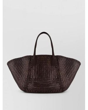 Dragon Diffusion Beach Bag Shopper Dual Handles Woven Design - Brown