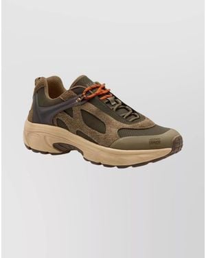 Napapijri Suede And Mesh Sneakers With Rubber Sole - Brown