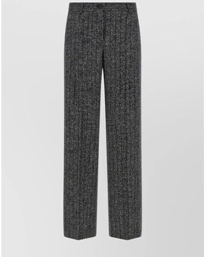 Dolce & Gabbana Striped Straight-Leg Trousers - Grey