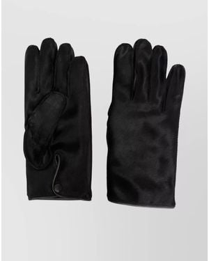 Maison Margiela Luxurious Calf Leather Gloves With Button Detail - Black