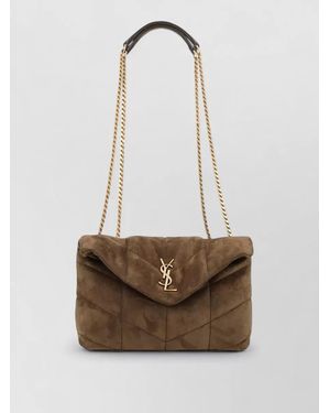 Saint Laurent Puffer Leather Cross-Body Bag - White