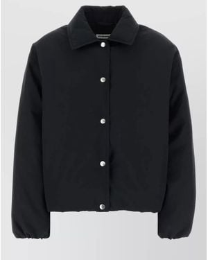 Jil Sander Polyester Down Jacket Collared Cropped Elastic Cuffs - Black