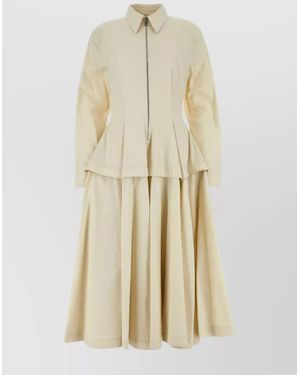 Bottega Veneta Cotton Blend Flared Shirt Dress - Natural