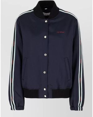 Off-White c/o Virgil Abloh Acetate Blend Padded Bomber Jacket - Blue