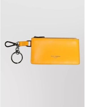 Dolce & Gabbana Leather Cardholder Keyring Clip Wallet - Yellow