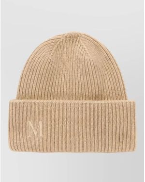 Max Mara Cashmere Ribbed Beanie - Natural