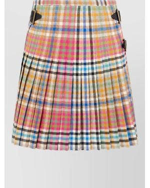 Vivienne Westwood Wool Tartan Pleated Mini Skirt - Red