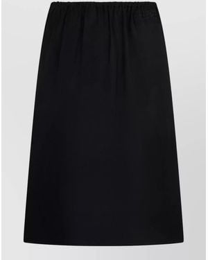 MM6 by Maison Margiela Satin Midi A-Line Skirt - Black