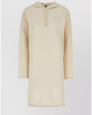 Prada Stretch Cotton Midi Dress - Natural