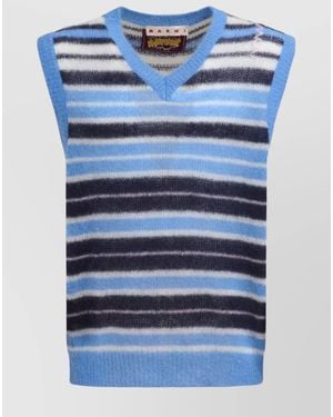 Marni Mohair Blend V-Neck Sleeveless Jumper - Blue