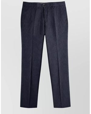 Incotex Embroidered Cotton Tailored Pants - Blue