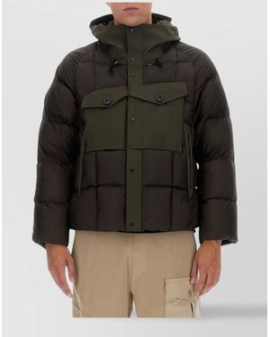 C.P. Company Jacket Hooded Quilted Pockets Sleeves Fit - Gray