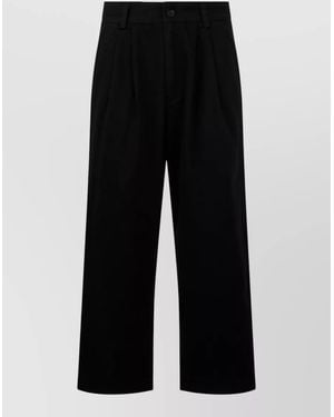 Agolde Wide Leg Cotton Shorts Defined Waist - Black