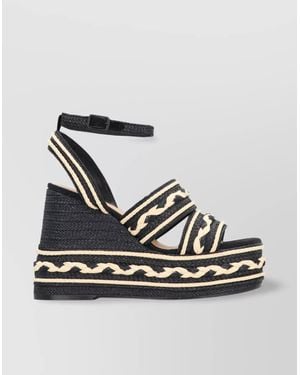 Castañer Raffia Platform Sandals - Grey