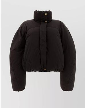 Jacquemus Down Crinkled Oversized Cropped Puffer Jacket - Black