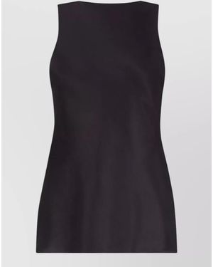 Nina Ricci Silk Draped Sleeveless Boat Neck Blouse - Black