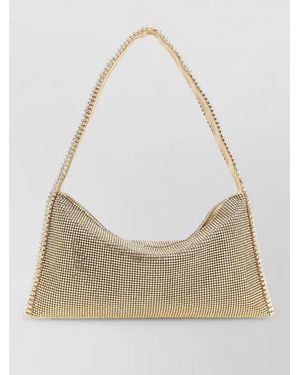 Benedetta Bruzziches Rhinestone Mesh Clutch Bag - Natural