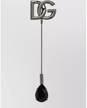 Dolce & Gabbana Teardrop Gemstone Brooch Pin - White