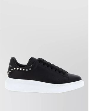 McQueen Leather Oversized Sole Low-Top Trainers - Black