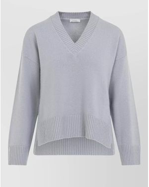 Peserico Silk Cashmere Fine-Knit Relaxed-Fit V-Neck Jumper - Blue