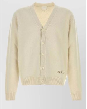 A.P.C. Wool Kevin Cardigan V Neckline - Natural