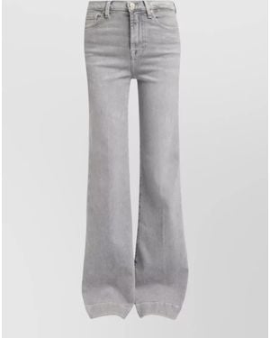 7 For All Mankind High Waist Straight Leg Denim Trousers - Grey