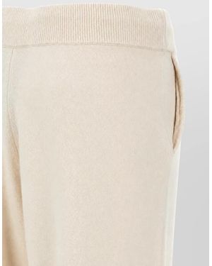 Yves Salomon Cashmere Wool Ribbed Cuff Joggers - Natural